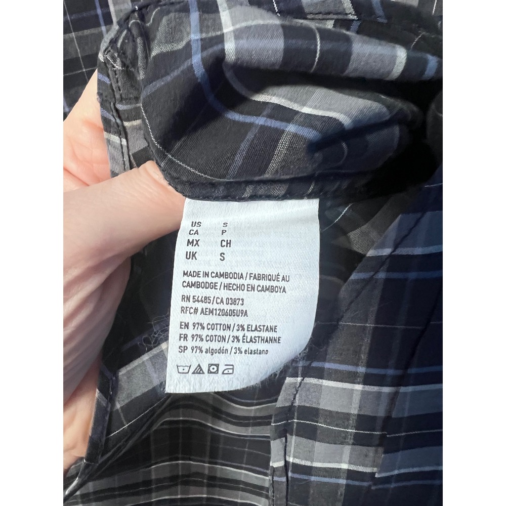 American Eagle‎ Plaid Shirt Mens S Black Classic Fit Stretch - Picture 6 of 6